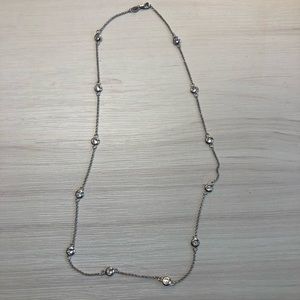 Round Bezel Necklace By The Yard 12 Station Silver